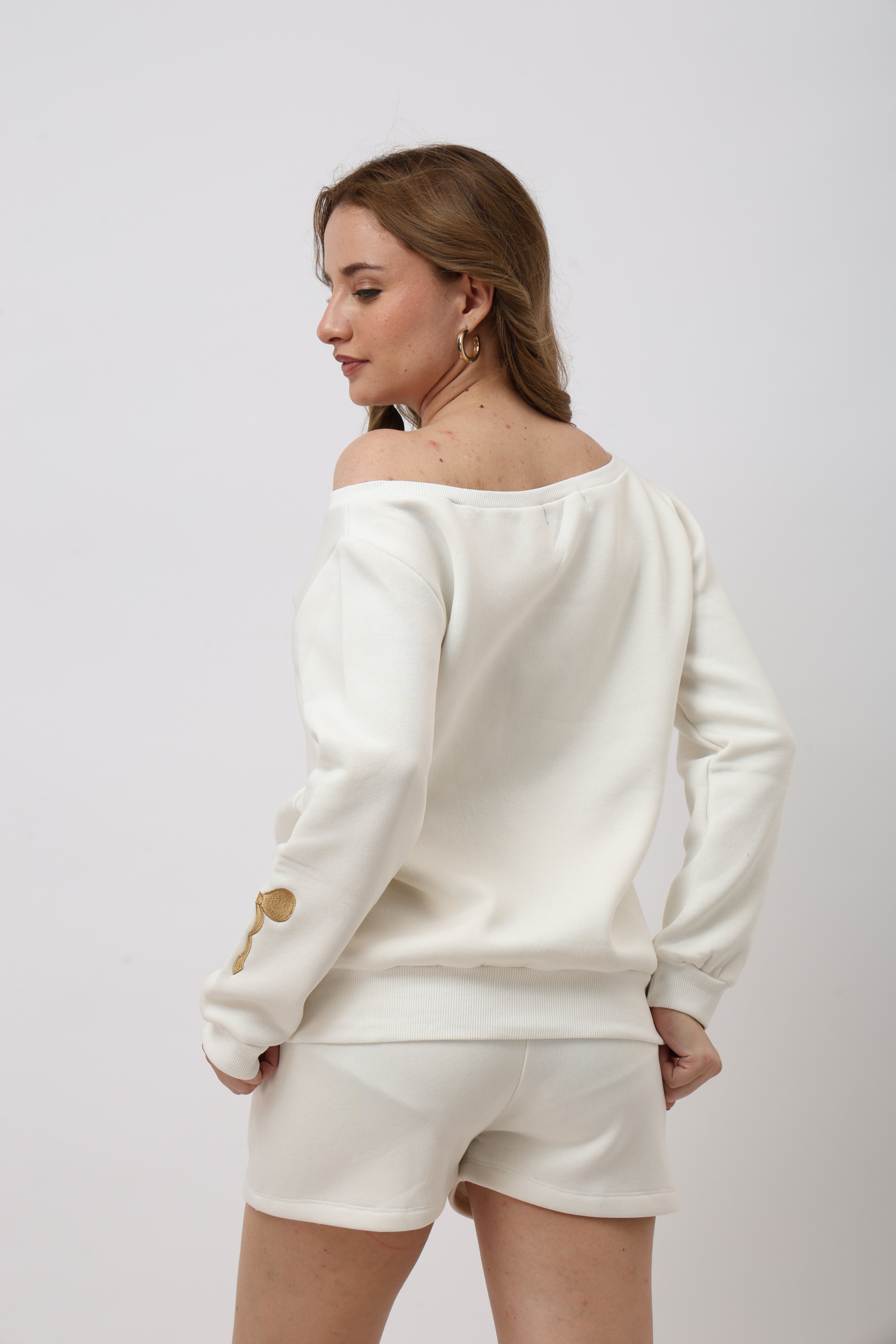 Sorelle Off White Off Shoulder Sweatshirt