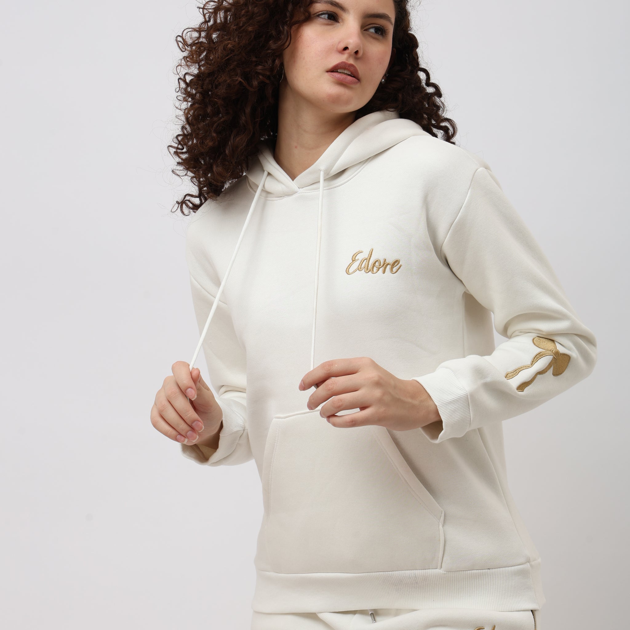 Rhea Off White Bow Hoodie