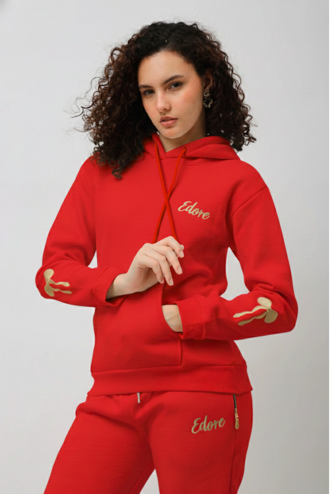 Rhea Red Bow Hoodie